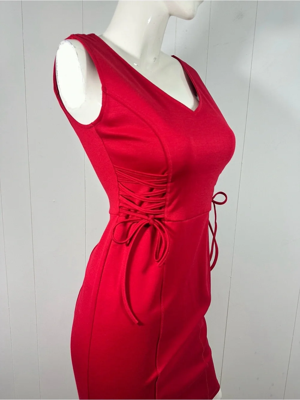 NWT New York and Company Size Small S Red Sheath Sleeveless Dress Knee Length - Picture 4 of 11